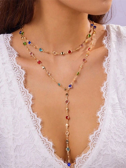 Colorful gold drop necklace the most loved piece