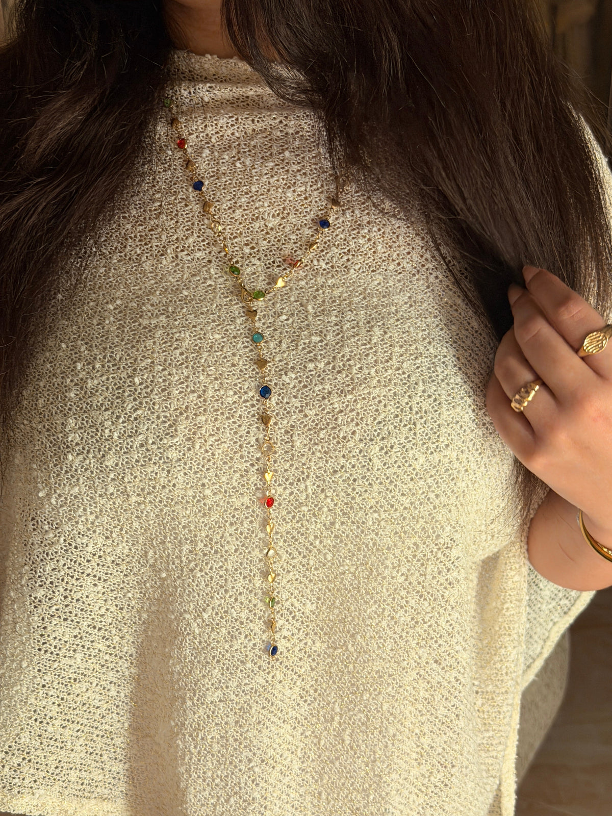 Colorful gold drop necklace the most loved piece