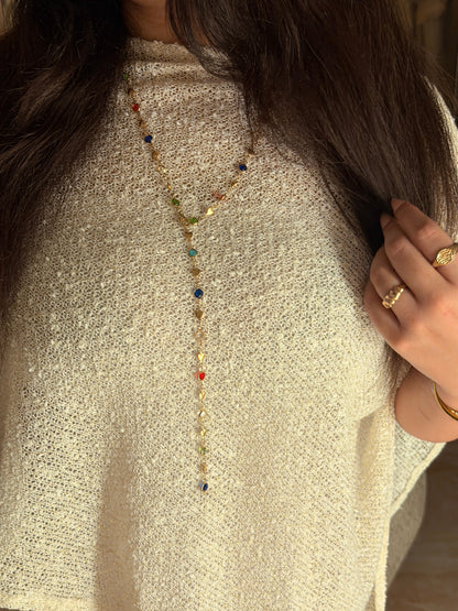 Colorful gold drop necklace the most loved piece