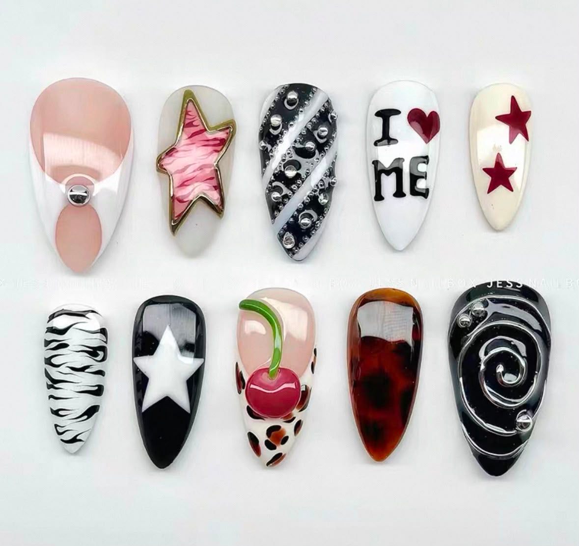 Cool black goth nails 24ps