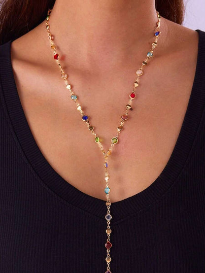 Colorful gold drop necklace the most loved piece
