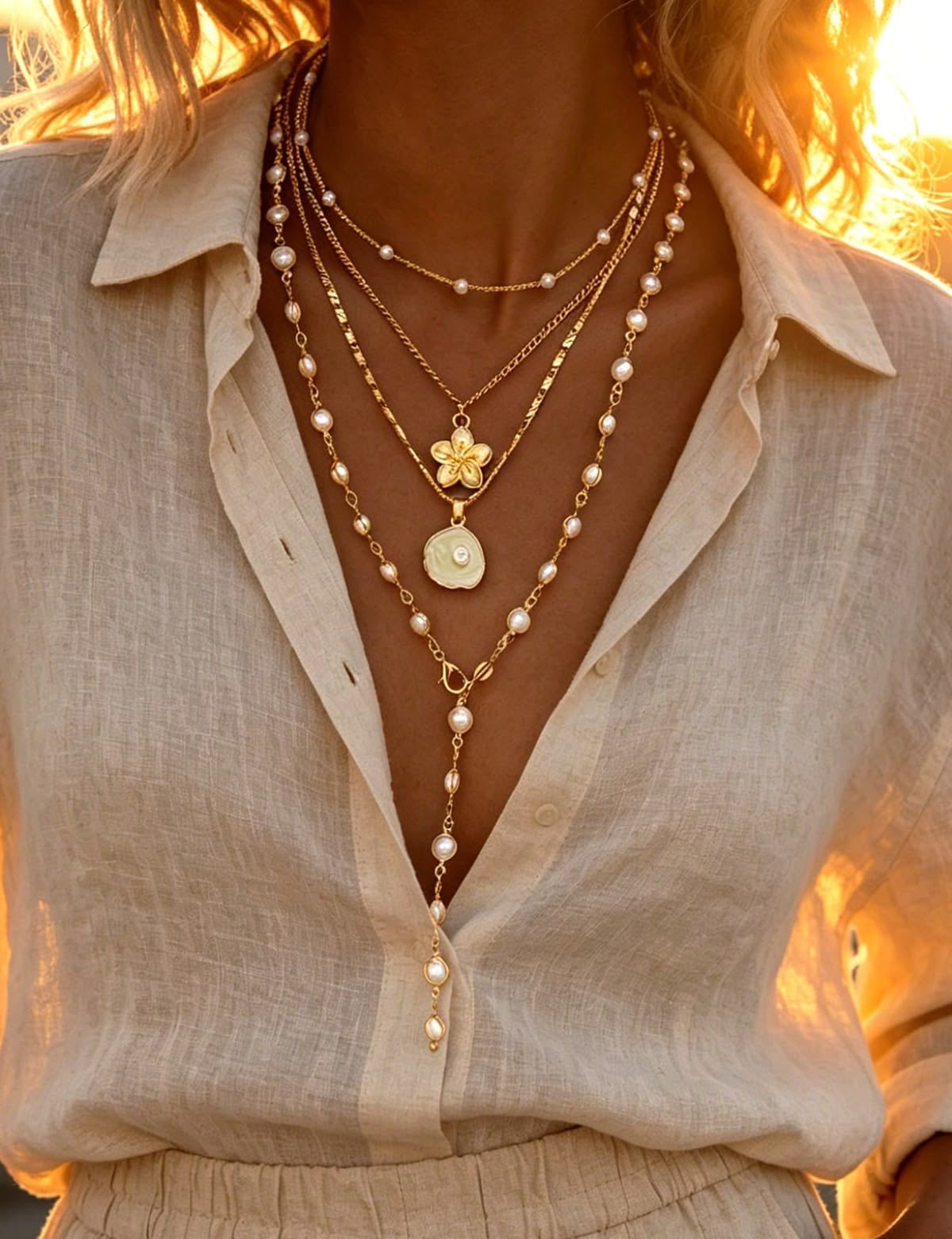4 layers necklace
