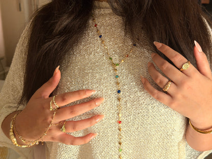 Colorful gold drop necklace the most loved piece