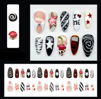 Cool black goth nails 24ps