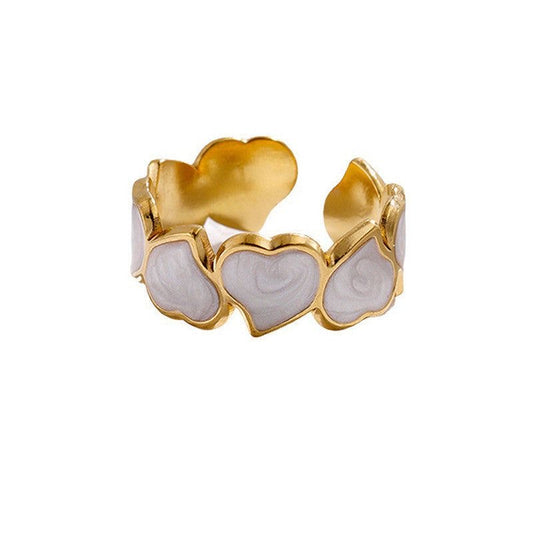 Heart enamel open ring
