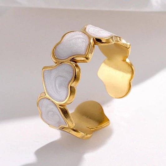 Heart enamel open ring